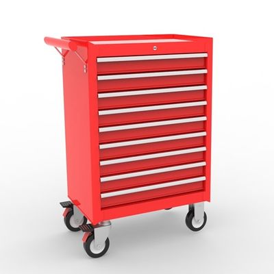 Powder Coated Mobile Pulling Handle 9 Drawer Top Tool Chest