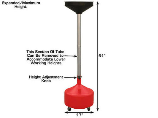 Plastic Upright Adjustable 8 Gallon Waste Oil Drainer