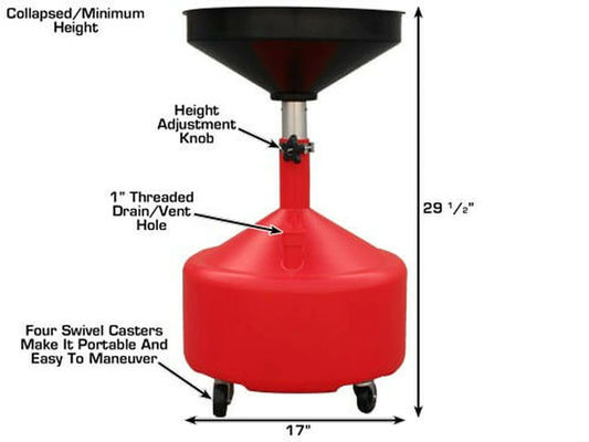 Plastic Upright Adjustable 8 Gallon Waste Oil Drainer