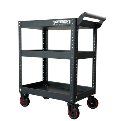 260kg Capacity Steel Heavy-Duty Trolley Cart with 5" Rubber Wheels for Workshop Tool Transport