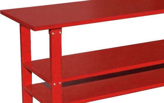 Powder Coated Red Steel 2 Shelf Heavy Duty Workbench