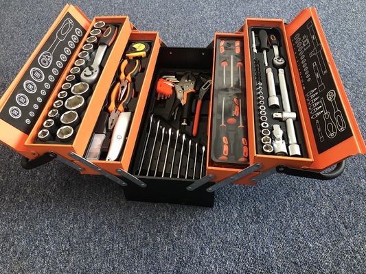 Three Layers Portable Steel Toolbox Multi-Function Household Folding Hardware Storage Box Auto Repair Toolkit